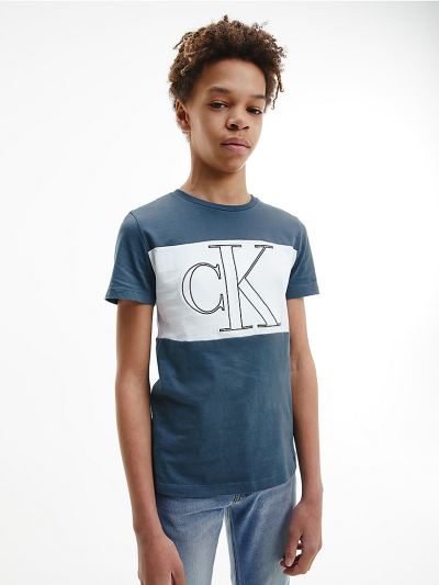 Calvin Klein Ruhák HU996381 | Calvin Klein Organic Cotton Monogram Fiu Póló Kék